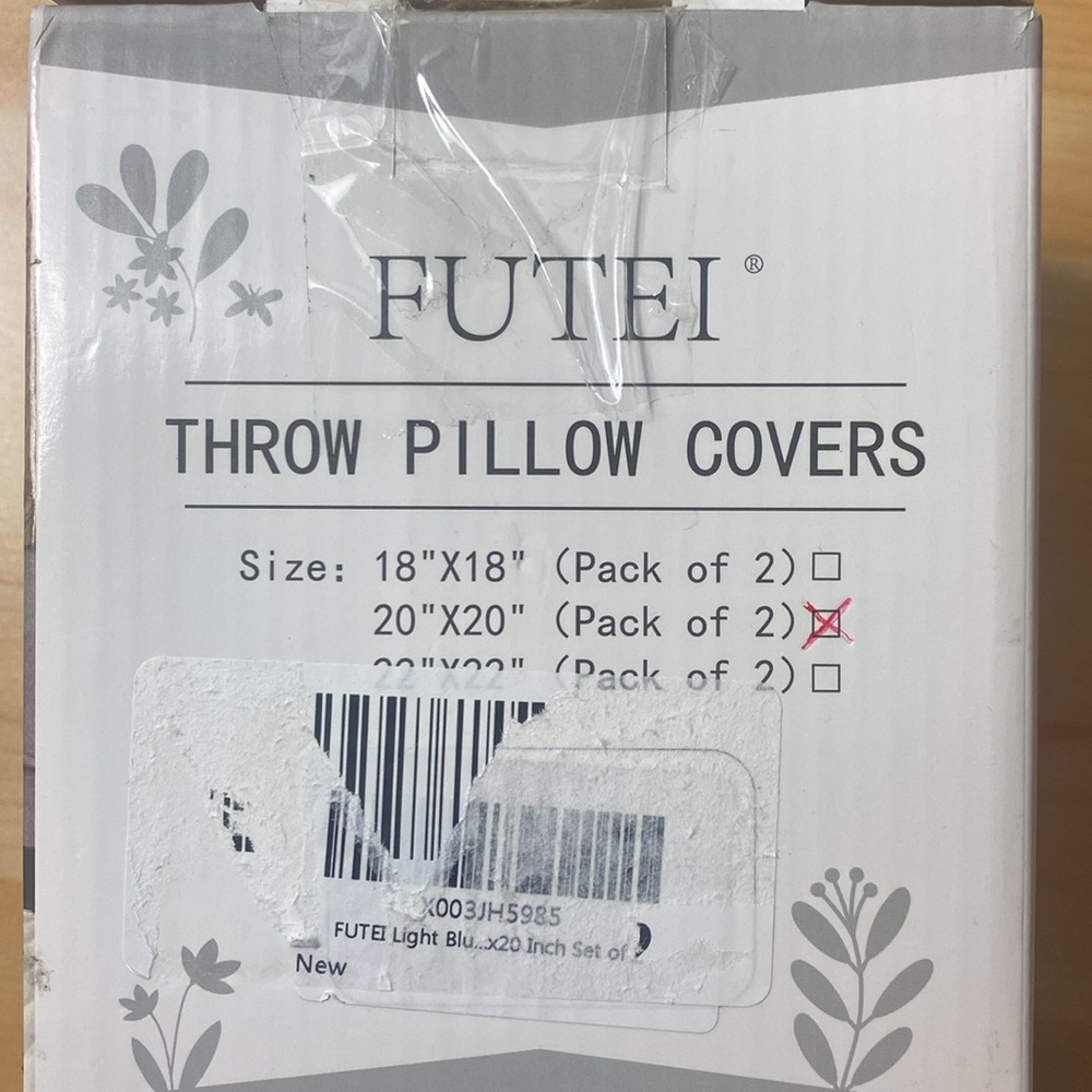 NEW Futei Throw Pillow Covers 2 pk 20” - Picture 3 of 3